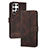 Leather Case Stands Flip Cover Holder YX4 for Samsung Galaxy S24 Ultra 5G Brown