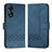 Leather Case Stands Flip Cover Holder YX5 for Oppo A18 Blue