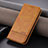 Leather Case Stands Flip Cover Holder YZ1 for Apple iPhone 15 Pro Max Light Brown