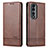 Leather Case Stands Flip Cover Holder YZ1 for Huawei Honor 90 Pro 5G Brown