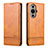 Leather Case Stands Flip Cover Holder YZ1 for Huawei Nova 11 Pro Light Brown