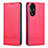 Leather Case Stands Flip Cover Holder YZ1 for Oppo A78 4G Hot Pink