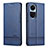 Leather Case Stands Flip Cover Holder YZ1 for Oppo Reno10 5G Blue