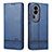 Leather Case Stands Flip Cover Holder YZ1 for Oppo Reno10 Pro+ Plus 5G Blue