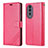 Leather Case Stands Flip Cover Holder YZ3 for Huawei Honor 90 5G Hot Pink