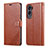 Leather Case Stands Flip Cover Holder YZ3 for Huawei Honor 90 Lite 5G Brown