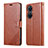 Leather Case Stands Flip Cover Holder YZ3 for Huawei Nova 11i Brown