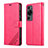 Leather Case Stands Flip Cover Holder YZ3 for Huawei P60 Hot Pink