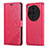 Leather Case Stands Flip Cover Holder YZ3 for Oppo Find X7 5G Hot Pink