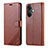 Leather Case Stands Flip Cover Holder YZ3 for Oppo K11 5G Brown