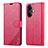 Leather Case Stands Flip Cover Holder YZ3 for Oppo K11 5G Hot Pink