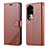 Leather Case Stands Flip Cover Holder YZ3 for Oppo Reno10 Pro+ Plus 5G Brown