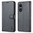 Leather Case Stands Flip Cover Holder YZ5 for Oppo A58 5G Black