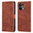Leather Case Stands Flip Cover Holder YZ5 for Oppo Reno9 5G Brown