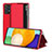 Leather Case Stands Flip Cover Holder ZL1 for Samsung Galaxy A52 4G Red