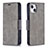 Leather Case Stands Flip Cover L01 Holder for Apple iPhone 14 Plus Gray