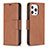 Leather Case Stands Flip Cover L01 Holder for Apple iPhone 14 Pro Brown