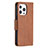 Leather Case Stands Flip Cover L01 Holder for Apple iPhone 14 Pro Brown