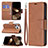 Leather Case Stands Flip Cover L01 Holder for Apple iPhone 14 Pro Max Brown