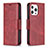 Leather Case Stands Flip Cover L01 Holder for Apple iPhone 14 Pro Red