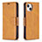 Leather Case Stands Flip Cover L01 Holder for Apple iPhone 15 Yellow