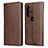 Leather Case Stands Flip Cover L01 Holder for Motorola Moto Edge Plus Brown