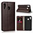 Leather Case Stands Flip Cover L01 Holder for Samsung Galaxy A20 Brown