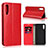 Leather Case Stands Flip Cover L01 Holder for Samsung Galaxy A50S Red