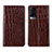 Leather Case Stands Flip Cover L01 Holder for Vivo X60 5G Brown