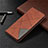 Leather Case Stands Flip Cover L02 Holder for Xiaomi POCO C3 Brown