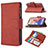 Leather Case Stands Flip Cover L03 Holder for Apple iPhone 13 Pro Brown