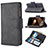 Leather Case Stands Flip Cover L03 Holder for Apple iPhone 15 Pro Max Black