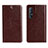 Leather Case Stands Flip Cover L03 Holder for Oppo Find X2 Neo Brown