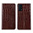 Leather Case Stands Flip Cover L03 Holder for Oppo Reno5 Pro 5G Brown