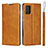 Leather Case Stands Flip Cover L03 Holder for Samsung Galaxy M40S Light Brown