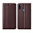 Leather Case Stands Flip Cover L04 Holder for Samsung Galaxy M11 Brown