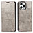 Leather Case Stands Flip Cover L05 Holder for Apple iPhone 14 Pro Max Gray