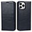 Leather Case Stands Flip Cover L05 Holder for Apple iPhone 15 Pro Max Navy Blue