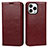 Leather Case Stands Flip Cover L05 Holder for Apple iPhone 15 Pro Max Red Wine