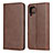 Leather Case Stands Flip Cover L06 Holder for Huawei Nova 6 SE Brown