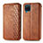 Leather Case Stands Flip Cover L06 Holder for Samsung Galaxy A12 Brown
