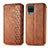 Leather Case Stands Flip Cover L06 Holder for Samsung Galaxy M12 Brown