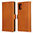 Leather Case Stands Flip Cover L06 Holder for Samsung Galaxy M40S Light Brown