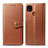 Leather Case Stands Flip Cover L06 Holder for Xiaomi POCO C3 Brown