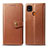 Leather Case Stands Flip Cover L06 Holder for Xiaomi Redmi 9 Activ Brown