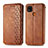 Leather Case Stands Flip Cover L07 Holder for Xiaomi POCO C3 Brown