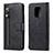 Leather Case Stands Flip Cover L07 Holder for Xiaomi Redmi Note 9 Pro Black