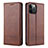 Leather Case Stands Flip Cover L08 Holder for Apple iPhone 12 Pro Brown