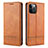 Leather Case Stands Flip Cover L08 Holder for Apple iPhone 12 Pro Light Brown