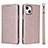 Leather Case Stands Flip Cover L08 Holder for Apple iPhone 13 Rose Gold